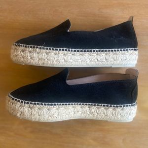 MANEBI - Suede Double Sole Espadrilles Hamptons - Black - 39 - Like New